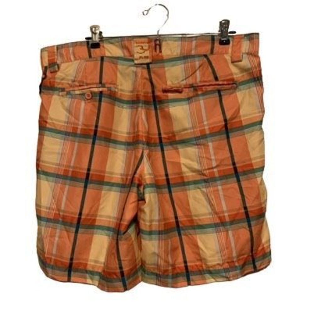 Liquid Flow Size 34 Orange Plaid Hybrid Shorts